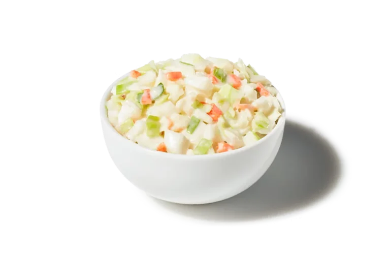 Zaxby's Coleslaw – Cup, featuring creamy coleslaw with freshly diced cabbage and carrots, served in a convenient cup.