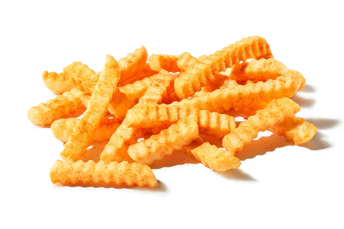 Zaxby's Crinkle Fries, featuring crispy crinkle-cut fries sprinkled with signature seasoning salt.