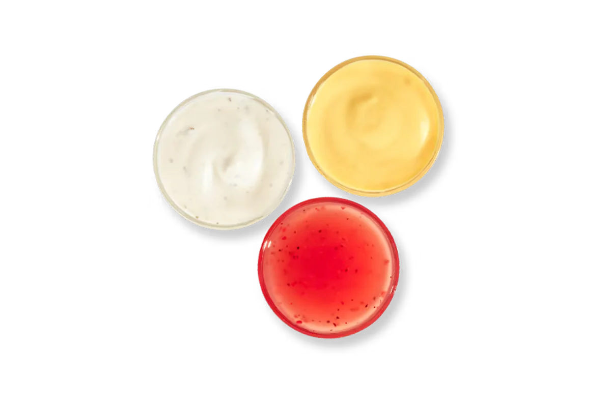 Zaxby's Extra Dressing, featuring a variety of flavorful salad dressings like Ranch, Blue Cheese, and more.