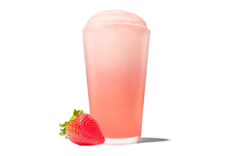 Zaxby's Frozen Strawberry Lemonade, a refreshing blend of sweet strawberries and tangy lemonade served as a frozen treat.
