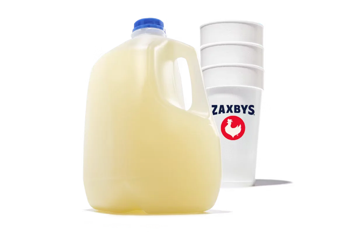 Zaxby's Gallon of Lemonade, a large serving of refreshing lemonade, perfect for sharing or taking to-go.