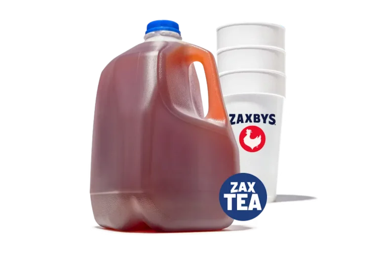Zaxby's Gallon of Tea, featuring a large serving of refreshing iced tea, available for takeout.