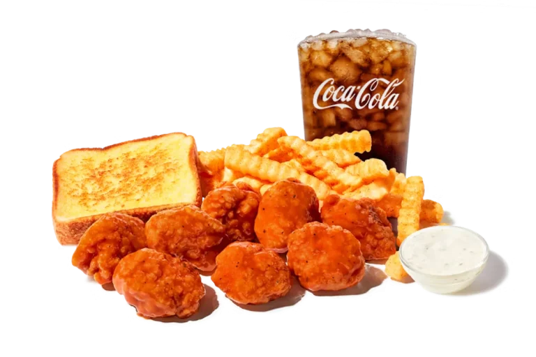 Zaxby's Great 8 Boneless Wings Meal, featuring eight crispy boneless wings, crinkle fries, Texas Toast, and your choice of dipping sauce.