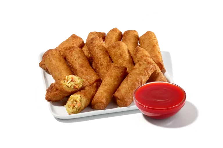 Zaxby's Veggie Egg Roll Platter served with dipping sauce, arranged on a party platter