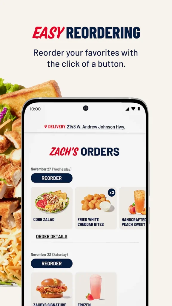 Zaxby's Menu with prices on Mobile App