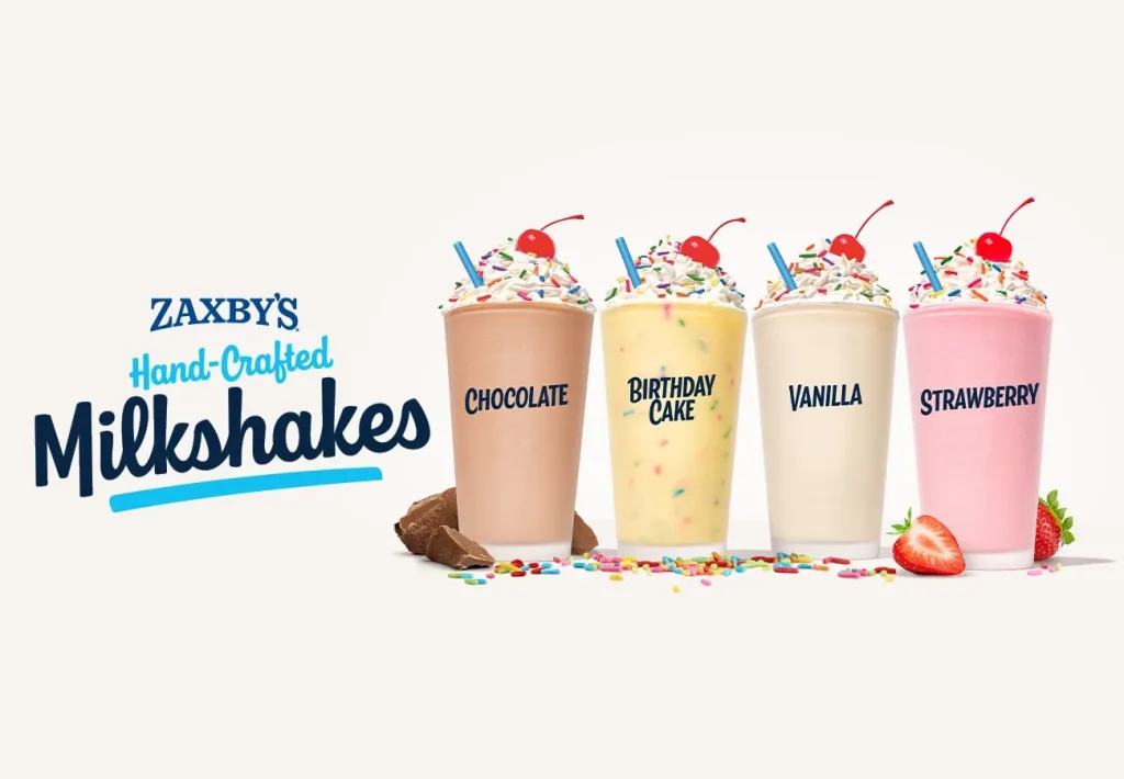 Zaxby's Milkshakes Menu with prices and calories