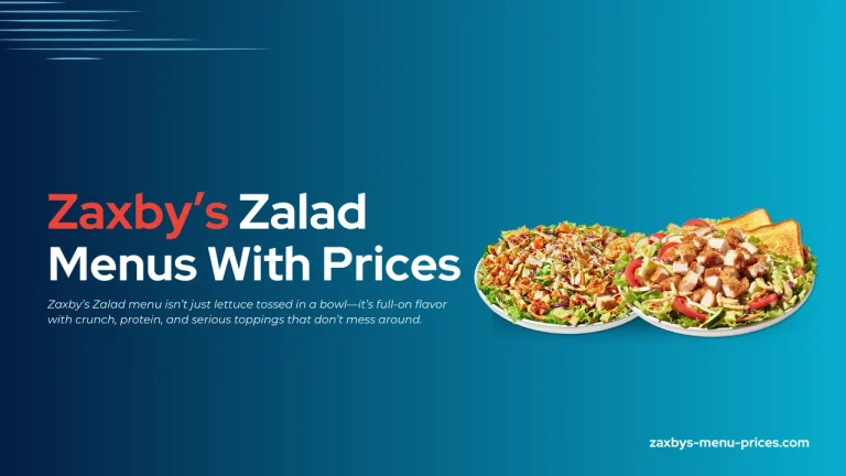Zaxby's Zalad Menu with prices and calories